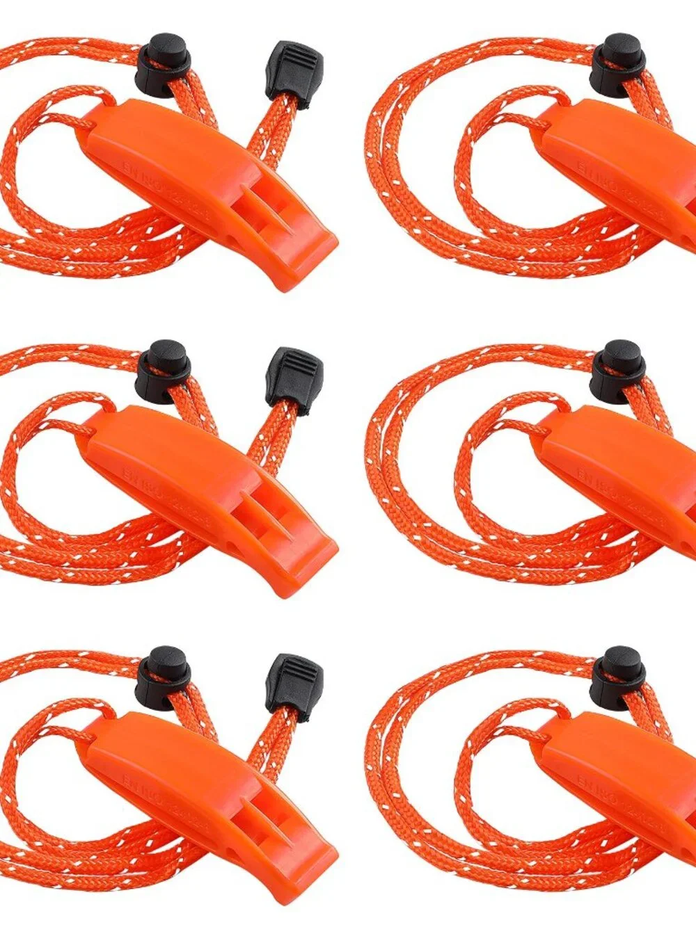 JULBEAR 6PCS Safety Survival Whistles with Adjustable Reflective Lanyard Emergen